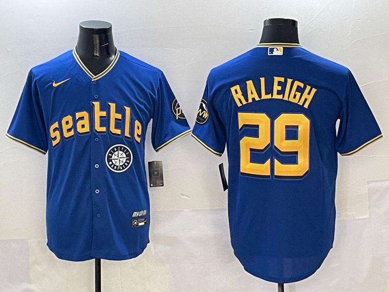 Men Seattle Mariners 29 Raleigh Blue City Edition 2025 Nike MLB Jersey style 7